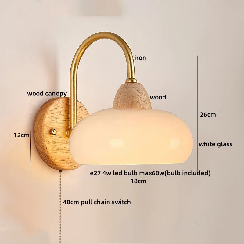Luces de pared LED de vidrio y madera Decorbites™ Decoración para dormitorio, sala de estar, café, espejo, lámpara de mesita de noche