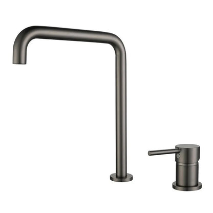 DecorBites™ Gun Grey Bathroom Faucet with Super Long Pipe, 360° Rotating, Two Holes
