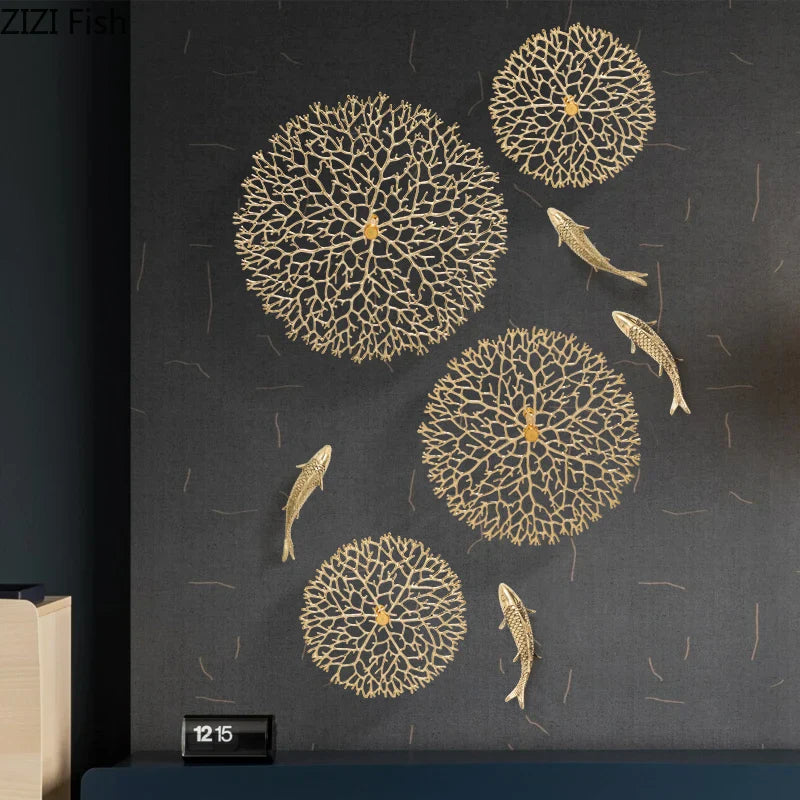 Gold Coral Fish Wall Decor