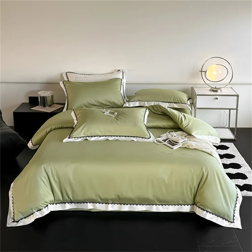 Decobites Hot Diamond Lace Egyptian Cotton Bedding Set: Sheet, Pillowcase, Duvet Cover, Full-Queen-King Size