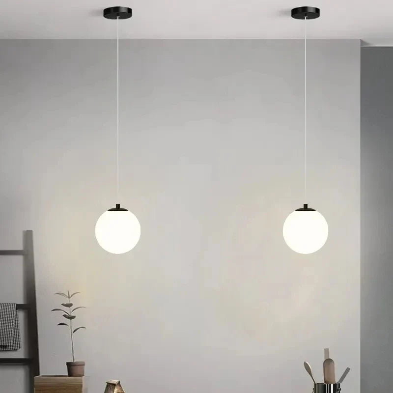 Nordic Glass Pendant Light With Brass or Black Finish
