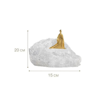 DecorBites™ Golden Man Crystal Mountain Sculpture Home Decor Handcraft
