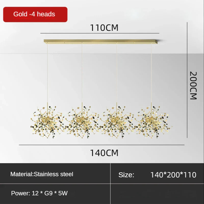 DecorBites™ Leaf Sequin Ceiling Chandelier for Modern Living Room, Restaurant, Bar, or Dining Table