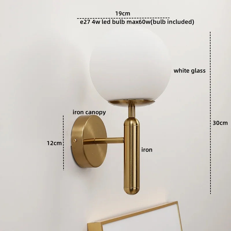 DecorBites™ LED Glass Iron Wall Light with Pull Chain Switch for Corridor Living Room Bedroom