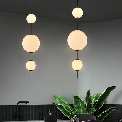 DecorBites™ LED White Glass Ball Pendant Lamp for Home Decor.