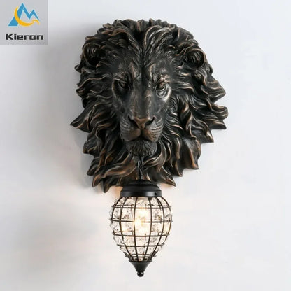 DecorBites™ Lion Head Crystal Led Wall Lamp for Bedroom, Ktv, Living Room, Resin Wall Light