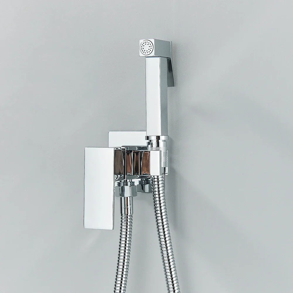DecorBites™ Brass Bidet Faucet Mixer with Square Shower Spray