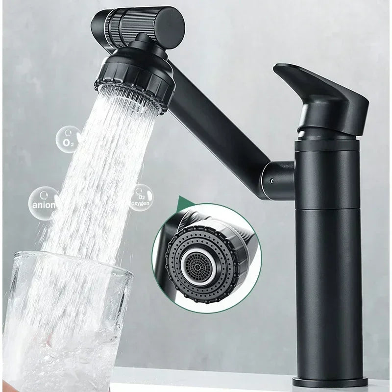 1080° Swivel Bathroom Sink Faucet Mixer Deck Mounted Splash Proof Water Tap Shower Head Aerators Plumbing Tapware For Bathroom