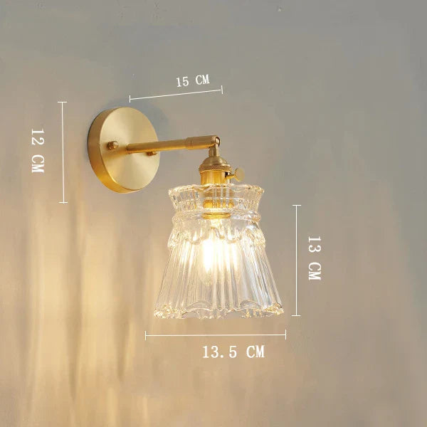 DecorBites™ Clear Glass LED Wall Light Copper Pull Chain Switch Modern Wandlamp