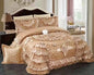 Decobites Luxe Champagne Jacquard Lace Bedspread Set with Pillowcases