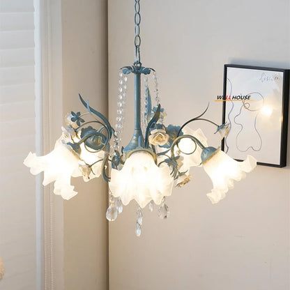 DecorBites™ Crystal Flower Chandelier: Luxury LED French Style for Home, Hotel, or Shop