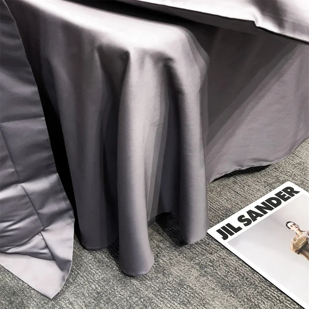 DecorBites™ Egyptian Cotton Bedding Set - Solid Color Sheet Pillowcase Duvet Cover