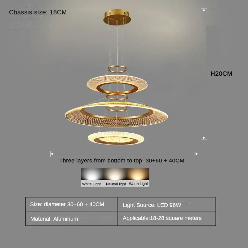 DecorBites™ LED Ring Chandelier: Luxury Living Room Lighting Fixture