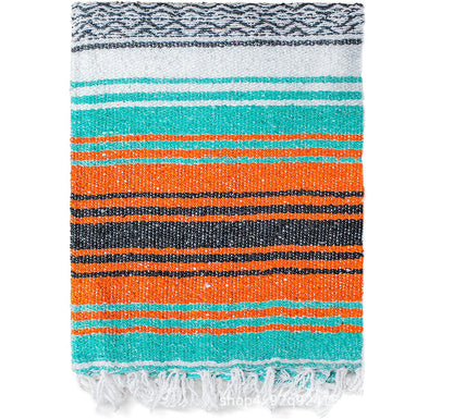 DecorBites™ Handwoven Mexican Blanket - Multicolor Geometry Beach Shawl