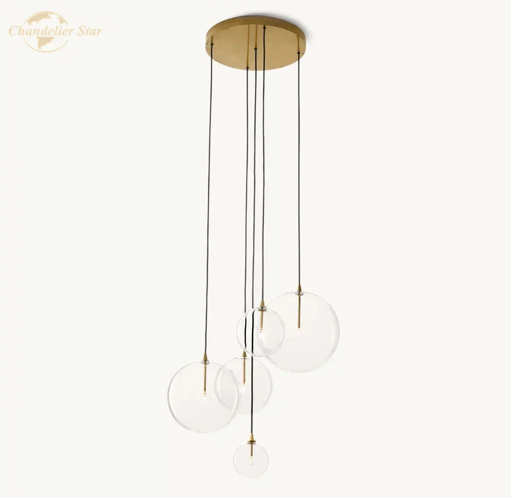 DecorBites™ Clear Glass Globe Cluster Chandeliers Pendant Lights for Living Room and Staircase