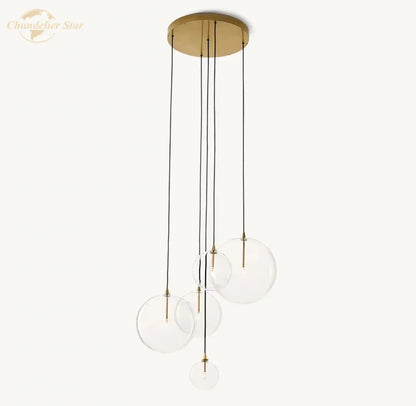 DecorBites™ Clear Glass Globe Cluster Chandeliers Pendant Lights for Living Room and Staircase