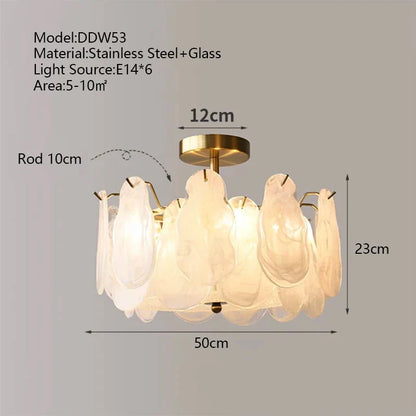 DecorBites™ Cloudy Glass Chandeliers: Modern LED Lustre Indoor Lighting for Living Room Décor