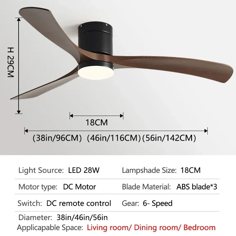 DecorBites™ 46" Modern Black Ceiling Fan with Remote Control and LED Light