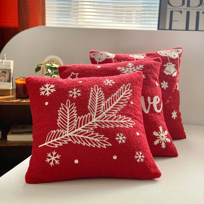 DecorBites™ Christmas Cartoon Embroidered Pillow Cover Set, Festive Decorative Cushions