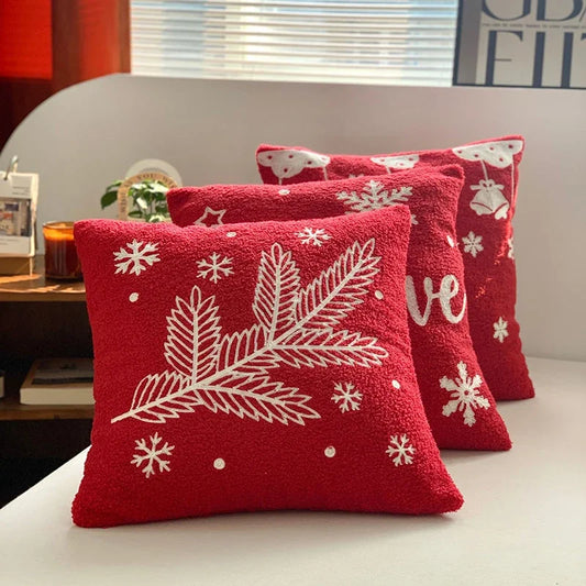 DecorBites™ Christmas Cartoon Embroidered Pillow Cover Set, Festive Decorative Cushions