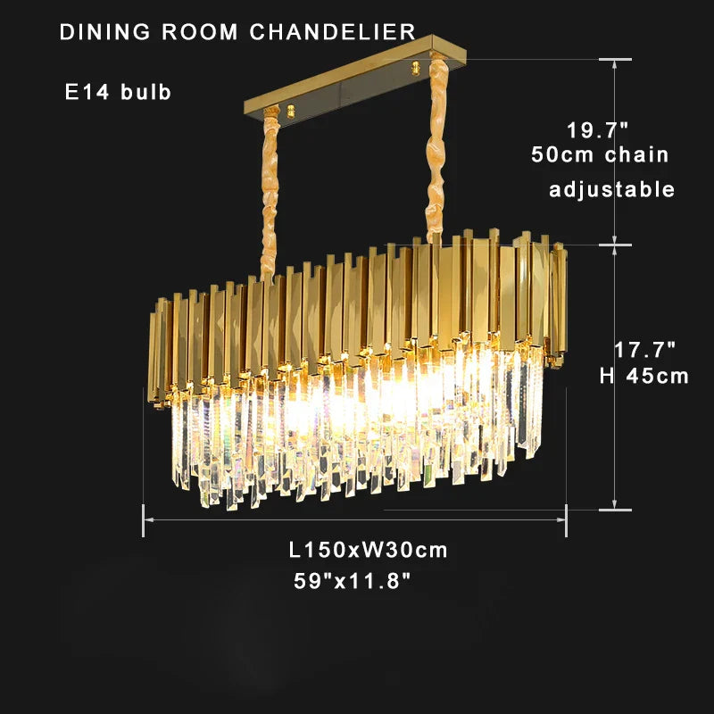Lámpara de techo de cristal K9 Gold Decorbites™ , regulable, iluminación de lujo para sala de estar y dormitorio