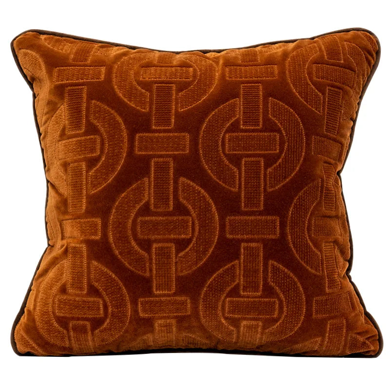 Navy Velvet Embroidered Cushion