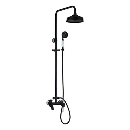 DecorBites™ 8 Inch Matte Black Shower Faucet Set with Hand Spray and Rainfall Head