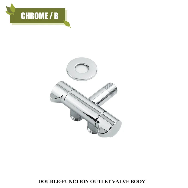 DecorBites™ Brushed Gold Solid Brass Bathroom Angled Dual Outlet Toilet Filling Valve