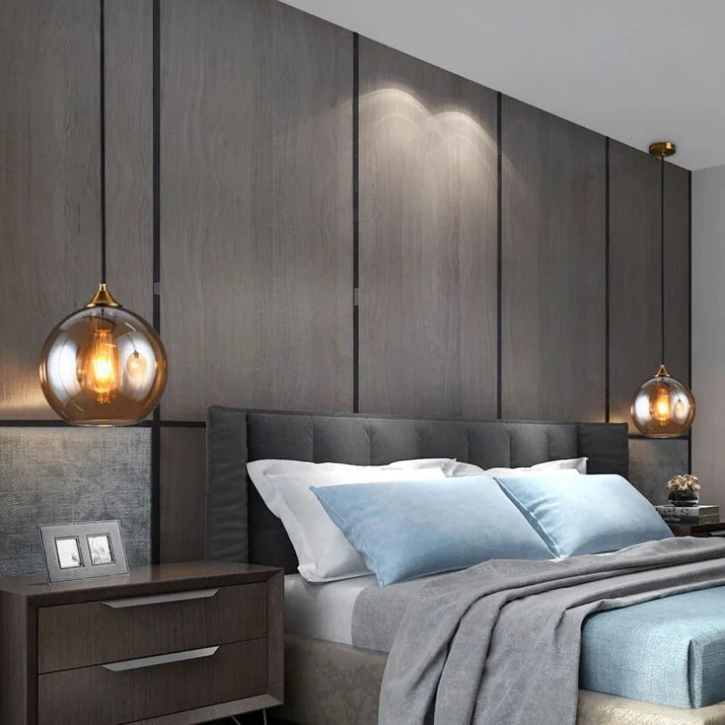 DecorBites™ Glass Ball Pendant Lights: Modern Kitchen Dining Room Ceiling Lamp