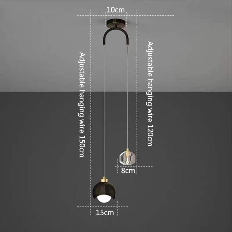Nordic Crystal Line Pendant Light in Gold or Black