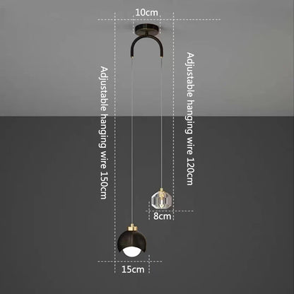 Nordic Crystal Line Pendant Light in Gold or Black