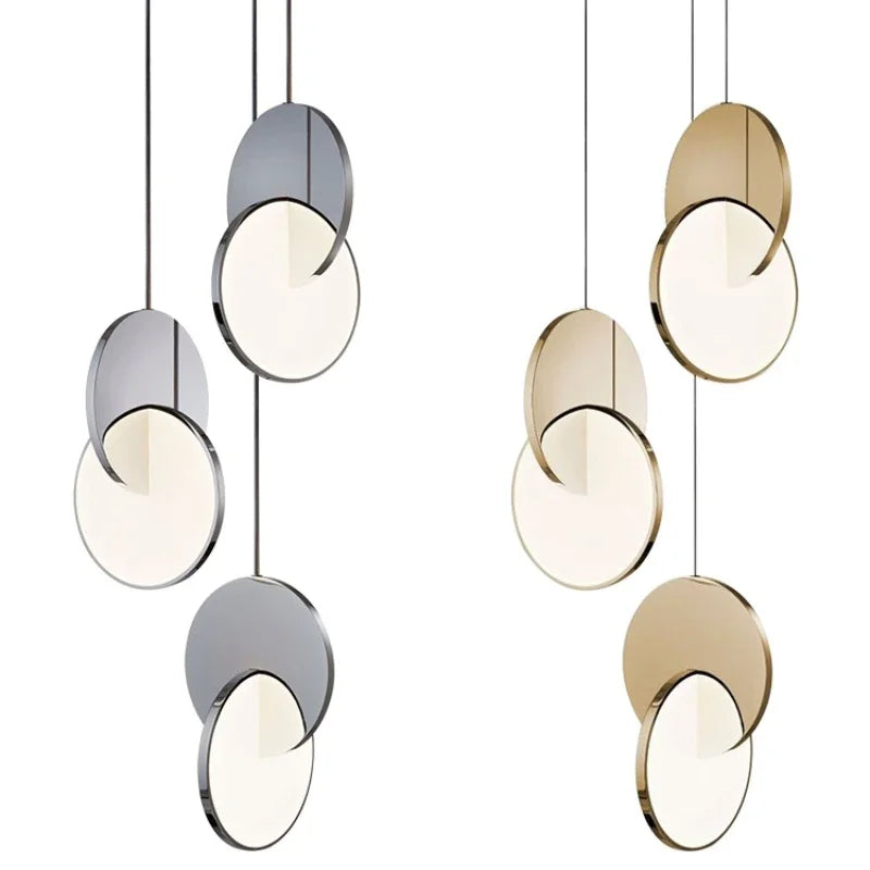 Lámpara colgante de hierro dorado con círculo geométrico DecorBites™