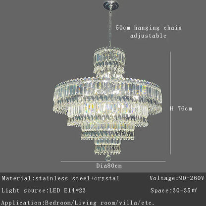 DecorBites™ Large Crystal Chandelier Chrome Hanging Lamp for Dining Room Decor