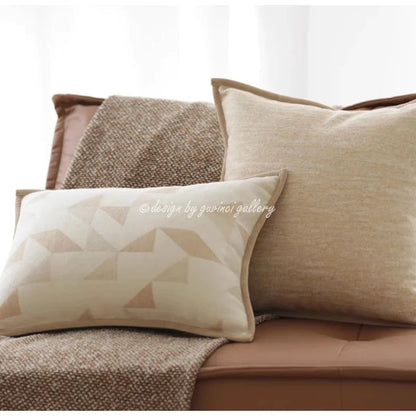 Funda de cojín DecorBites™ geométrica de piel marrón con diseño de empalme, 45x45 cm, funda de cojín cuadrada de lujo