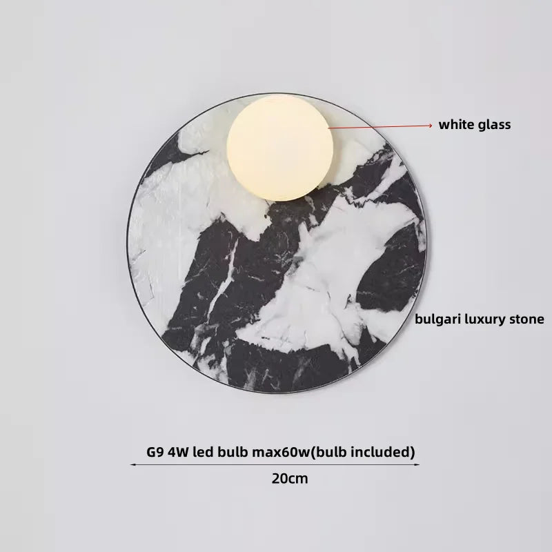 Lámpara de pared LED con globo de cristal DecorBites™: Iluminación moderna nórdica para espejo de baño con diseño de piedra.