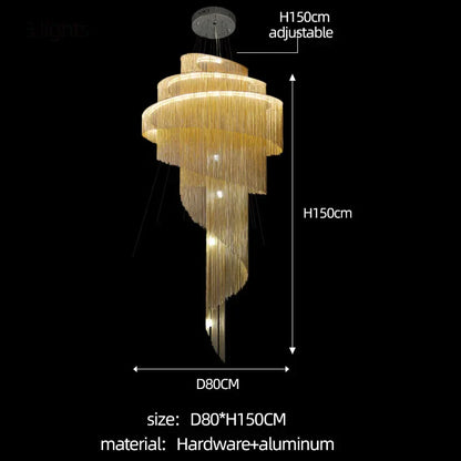 DecorBites™ Gold/Silver Aluminum Chain Chandelier - Luxurious Living Room Hall Hotel Decoration