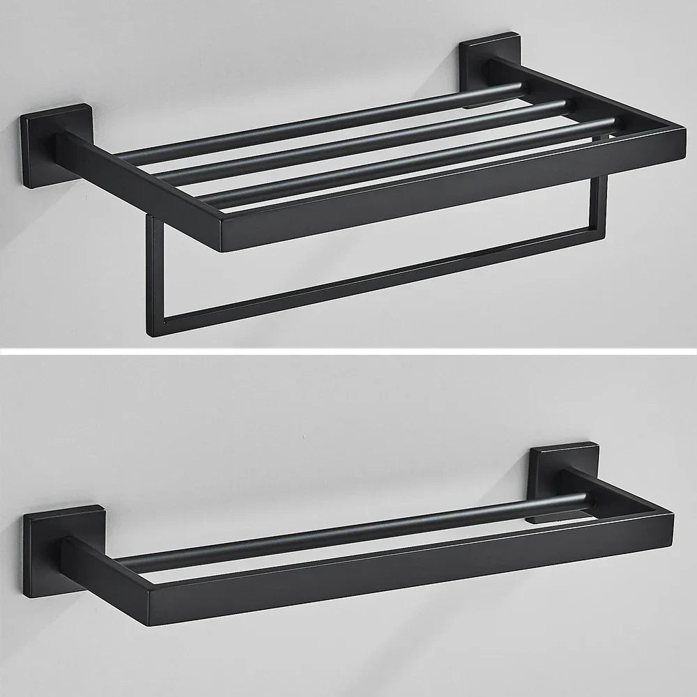 Toallero DecorBites™ negro de 40 cm, acero inoxidable SUS304, moderno, dorado, para montaje en pared