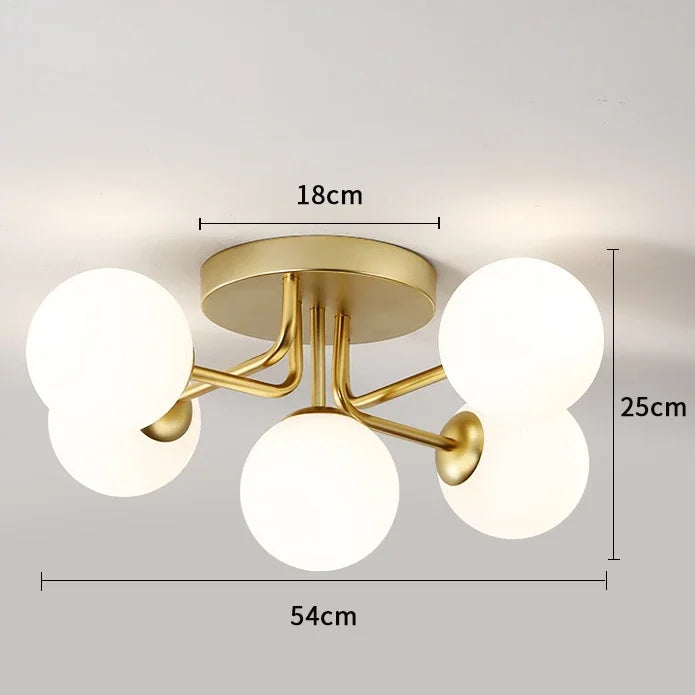 DecorBites™ Gold Glass Ceiling Lamp. Modern Round Corrugated Design for Bedroom, Living Room, Cloakroom.
