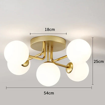 DecorBites™ Gold Glass Ceiling Lamp. Modern Round Corrugated Design for Bedroom, Living Room, Cloakroom.