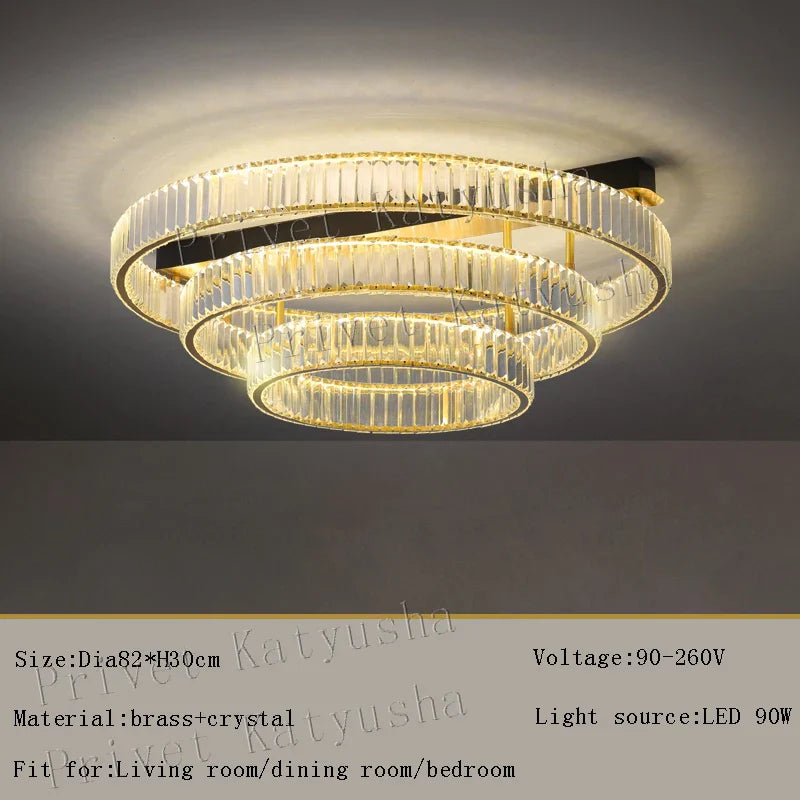 DecorBites™ Gold Crystal Copper Ceiling Lamps LED Modern Home Room Decor Lighting