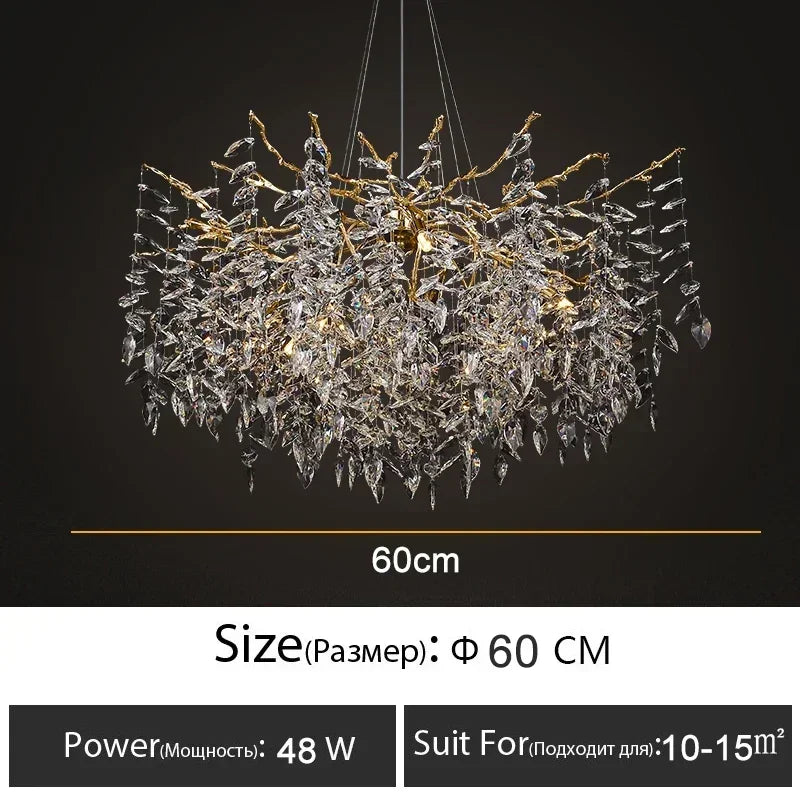 DecorBites™ Branch Crystal Chandelier: Luxury LED Ceiling Light for Living Room & Dining Room