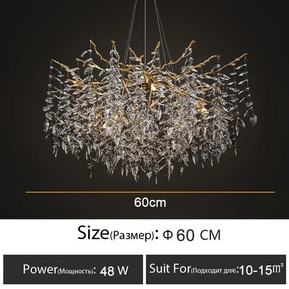 DecorBites™ Branch Crystal Chandelier: Luxury LED Ceiling Light for Living Room & Dining Room