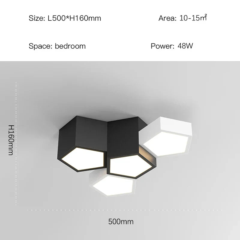 ثريا السقف LED Diamond Black White من DecorBites™ للمنزل والمكتب العصري