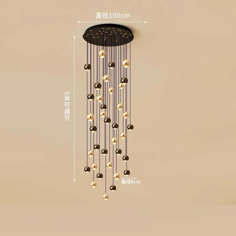 Decorbites™ Lámpara de Araña de Cristal Bolas Doradas | Accesorio de Iluminación Decorativa de Arte Moderno