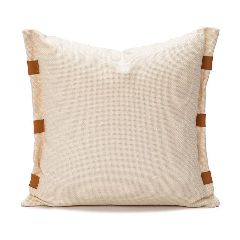 DecorBites™ Abstract Plush Burnt Orange Embroidered Pillow Cover 45x45cm Ivory Decoration