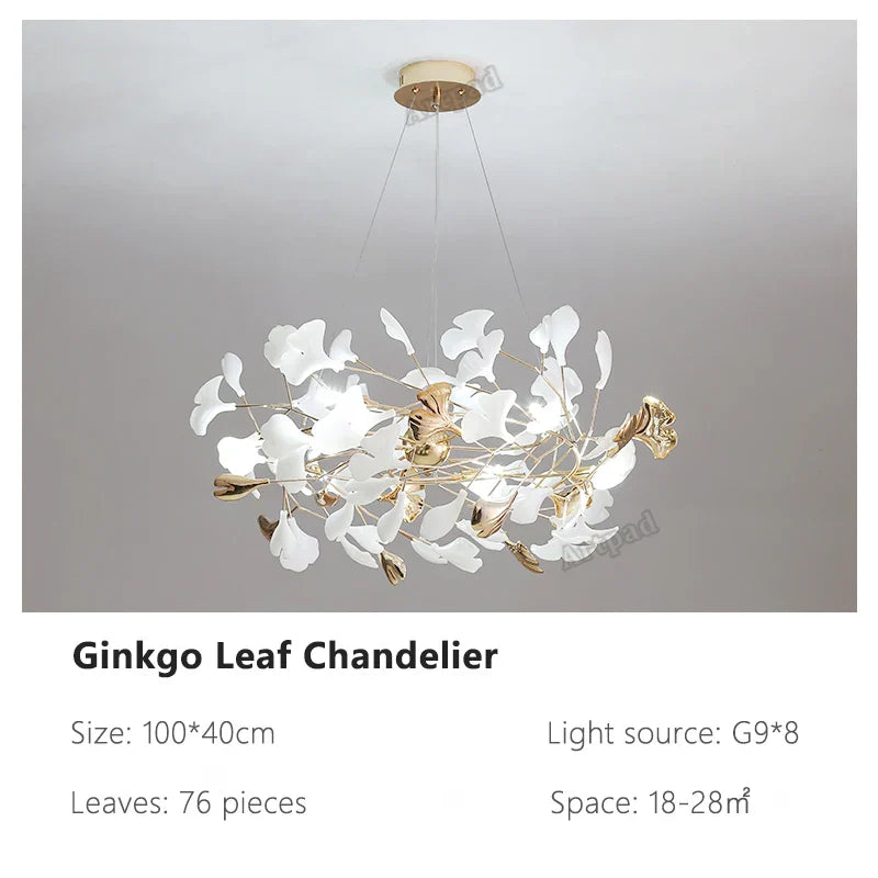 ثريا أوراق الجنكة من ديكوربايتس™: مصباح معلق فاخر على الطراز الاسكندنافي للفنادق والسلالم وغرف المعيشة