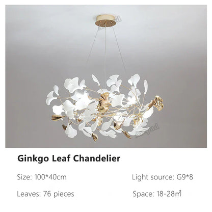 ثريا أوراق الجنكة من ديكوربايتس™: مصباح معلق فاخر على الطراز الاسكندنافي للفنادق والسلالم وغرف المعيشة