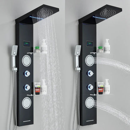 DecorBites™ LED Rainfall Shower Panel Set with Temperature Screen System and Hand Sprayer
