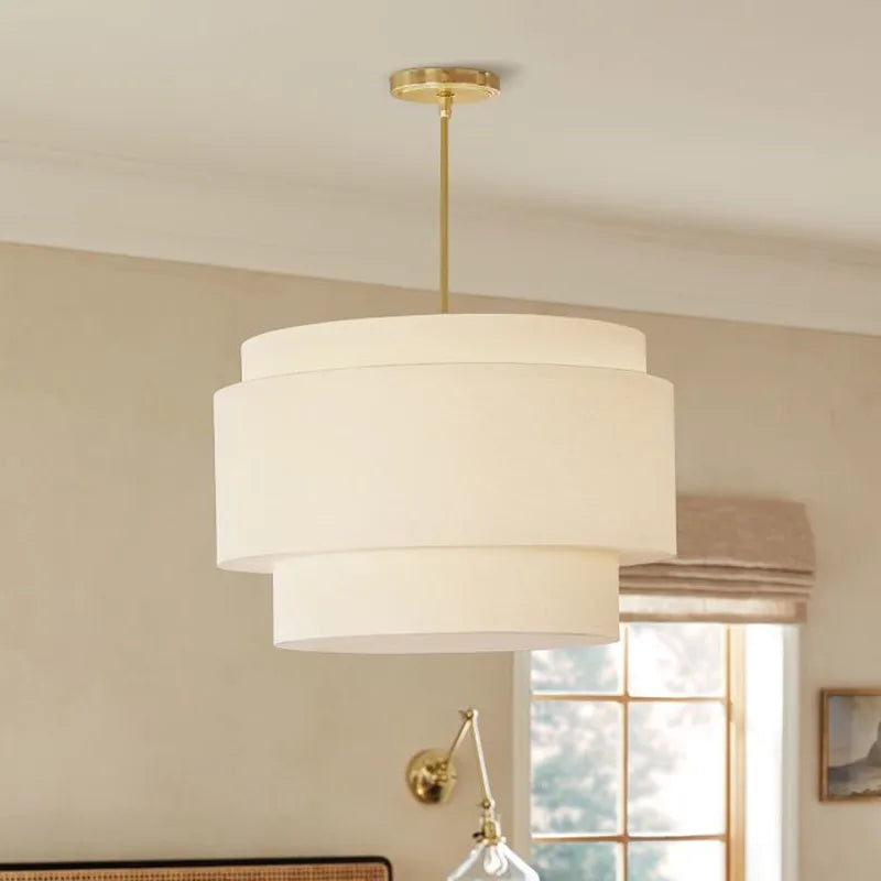 Lámpara colgante escalonada al estilo japonés Decorbites™: Pantalla de tela minimalista para sala de estar y encimera de cocina