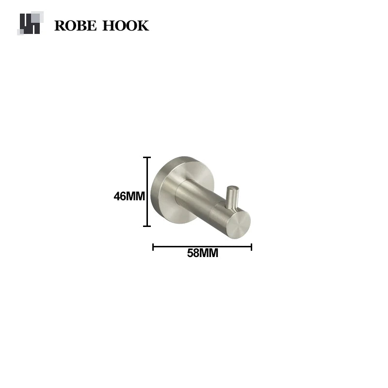 DecorBites™ Brushed Nickel Stainless Steel Bathroom Hardware Set Towel Bar Ring Holder Robe Hook